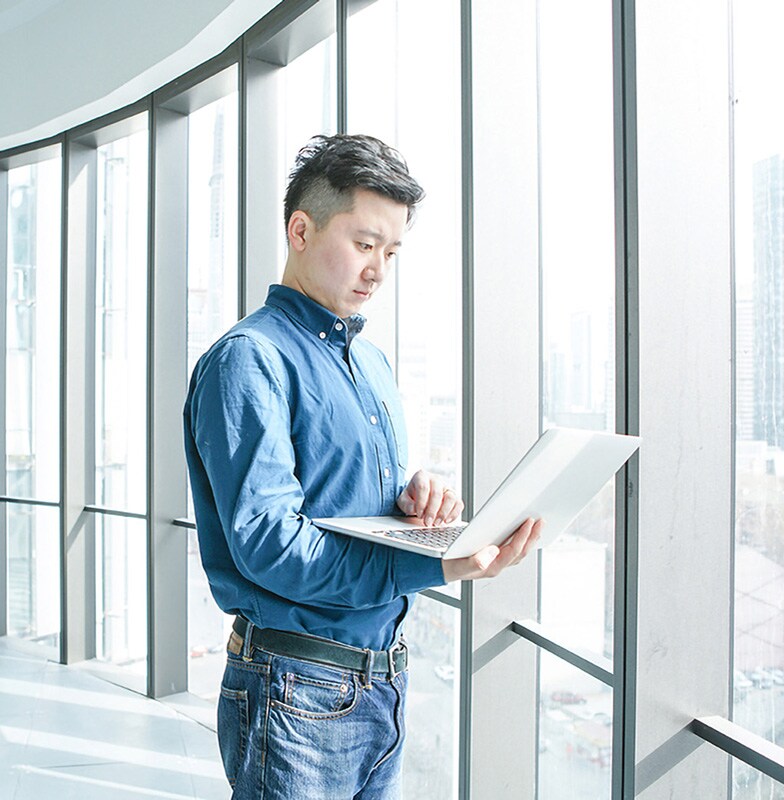 Man working on laptop