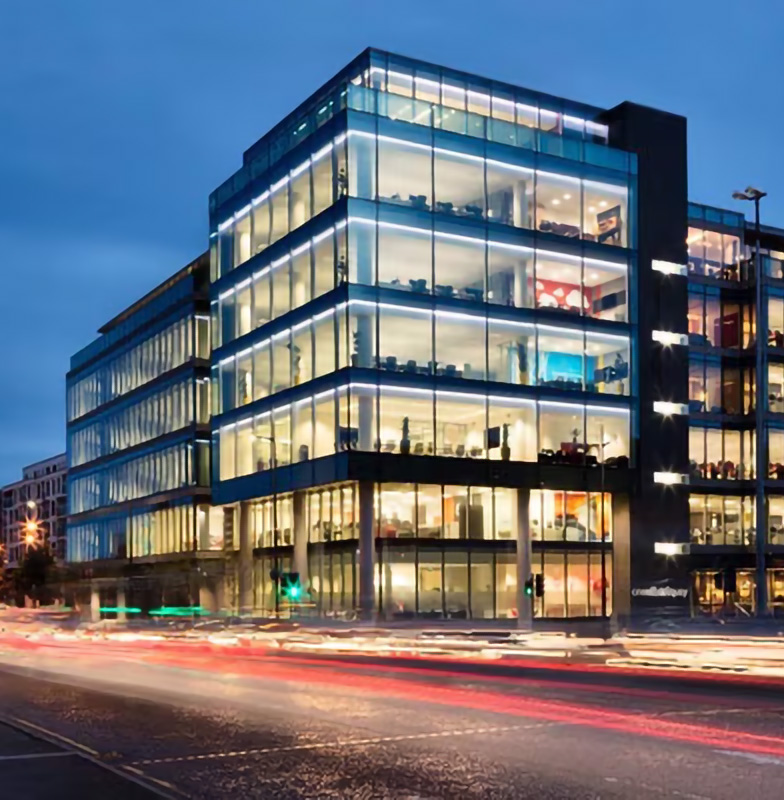 Modern commercial building with glass exteriors